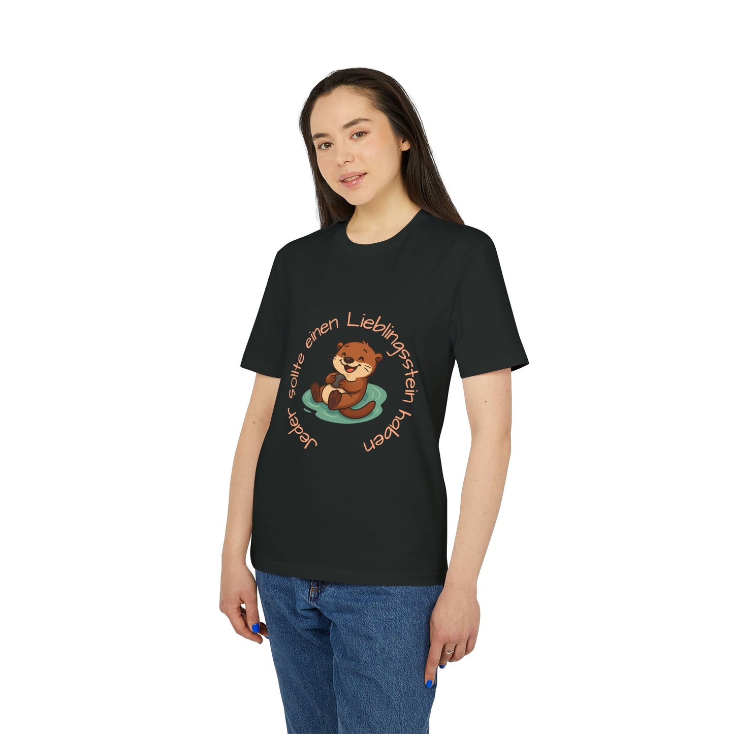 Erwachsenen T-shirt - Unisex "Otter mit Lieblingsstein"