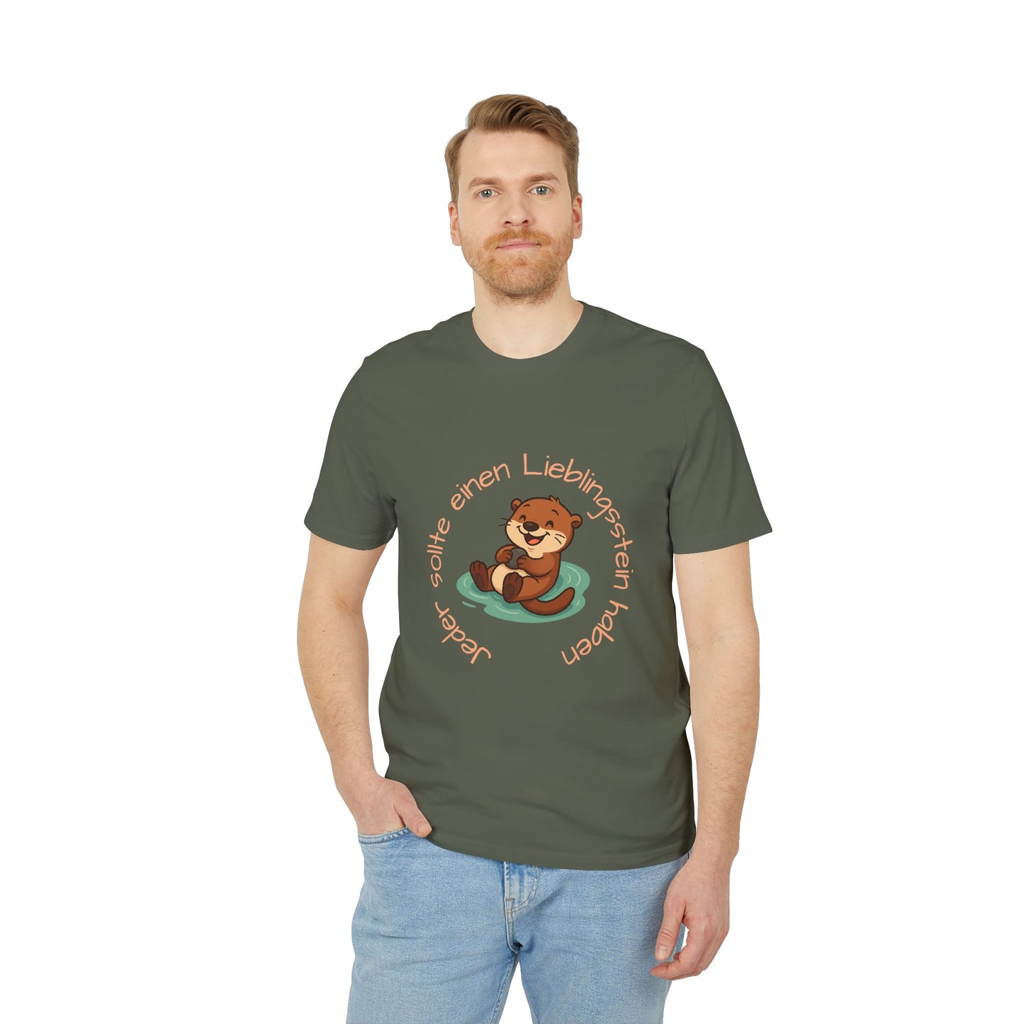 Erwachsenen T-shirt - Unisex "Otter mit Lieblingsstein"