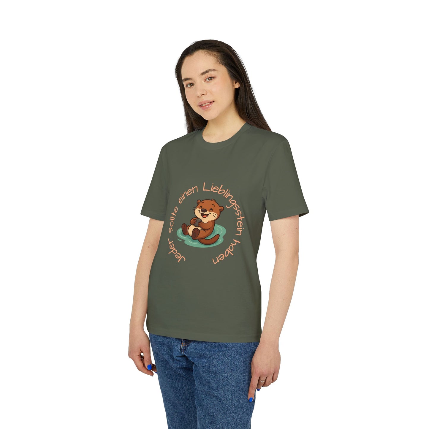 Erwachsenen T-shirt - Unisex "Otter mit Lieblingsstein"